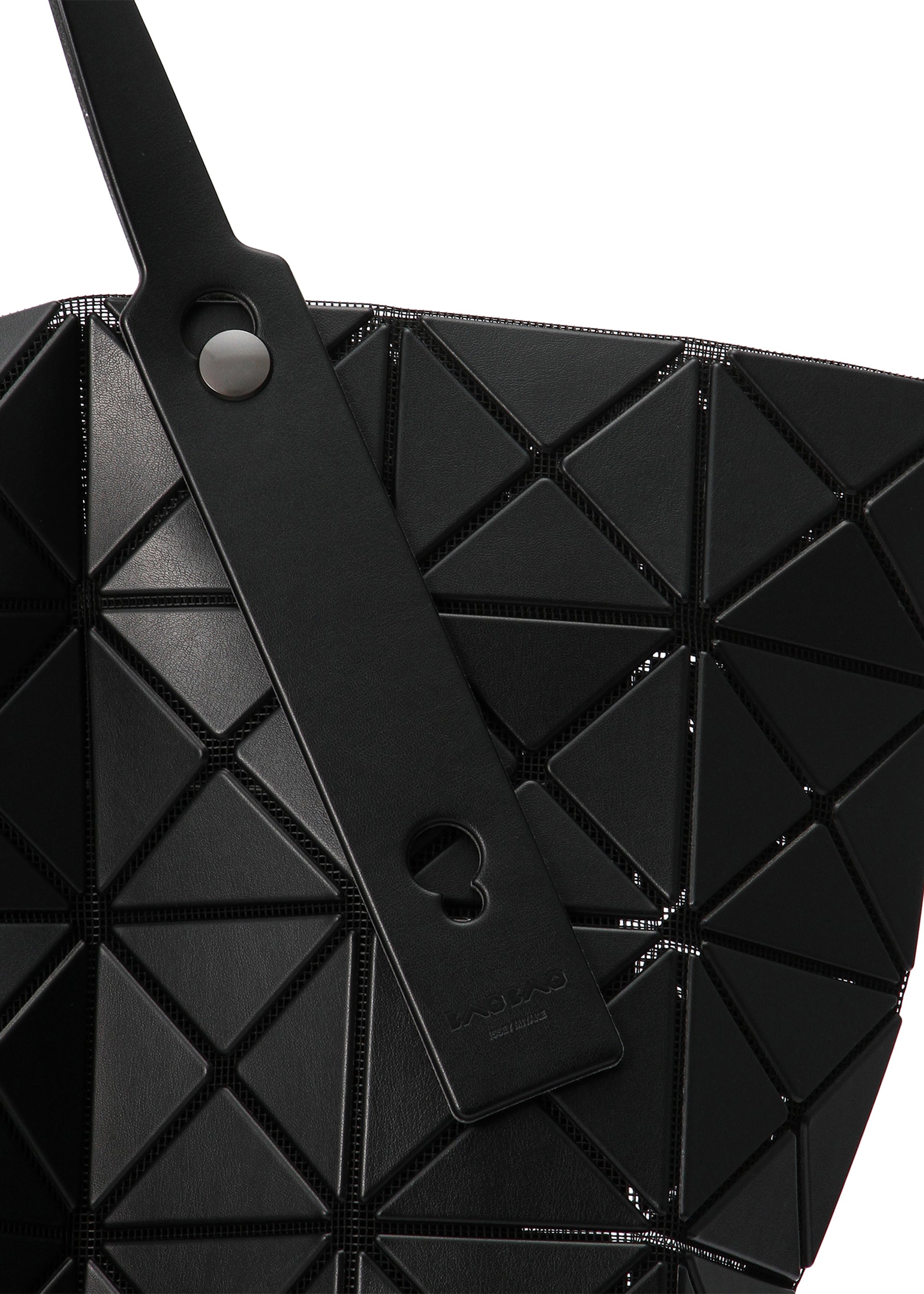 A detail shot of the Bao Bao Issey Miyake LUCENT MATTE tote bag.