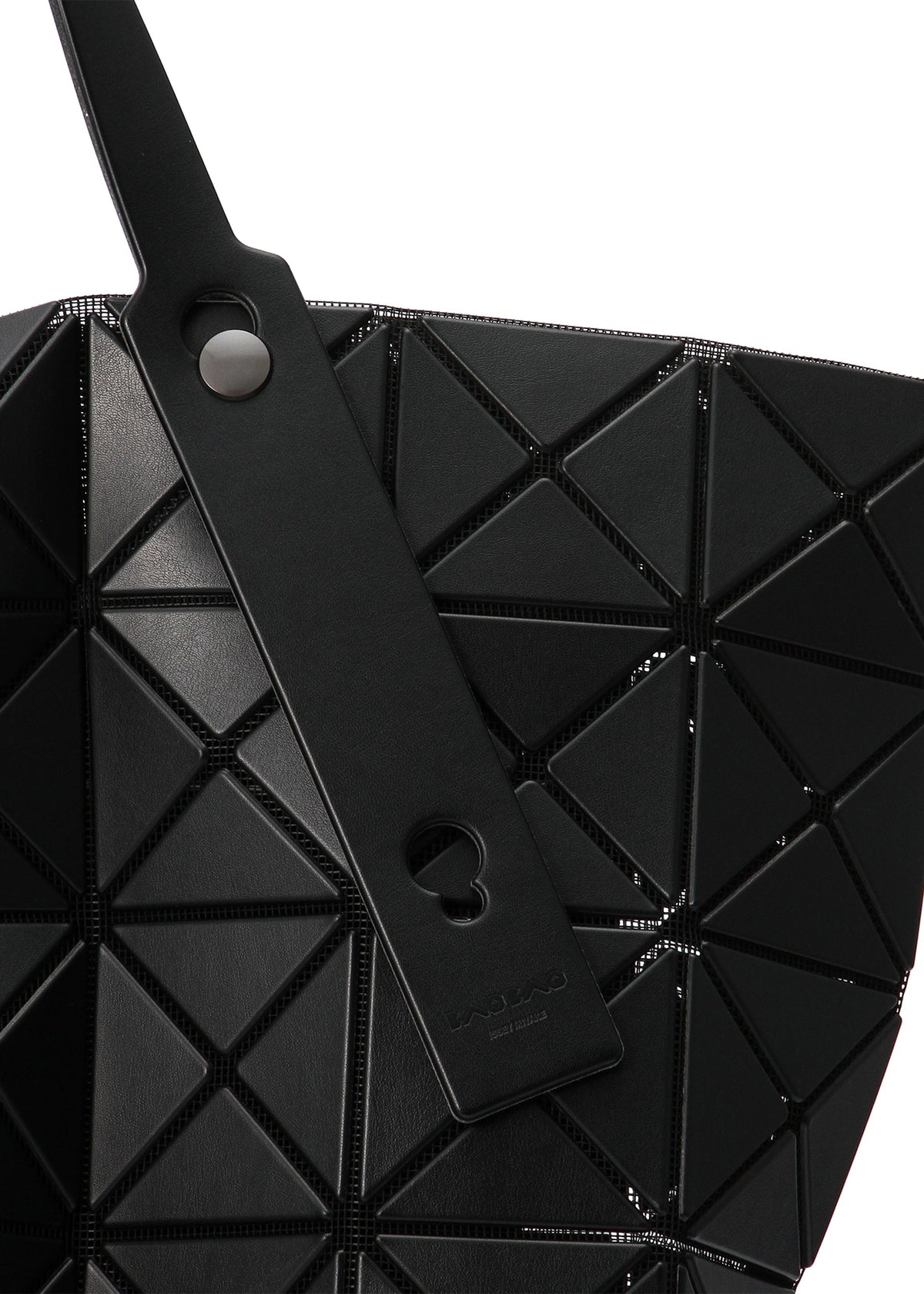A detail shot of the Bao Bao Issey Miyake LUCENT MATTE tote bag.