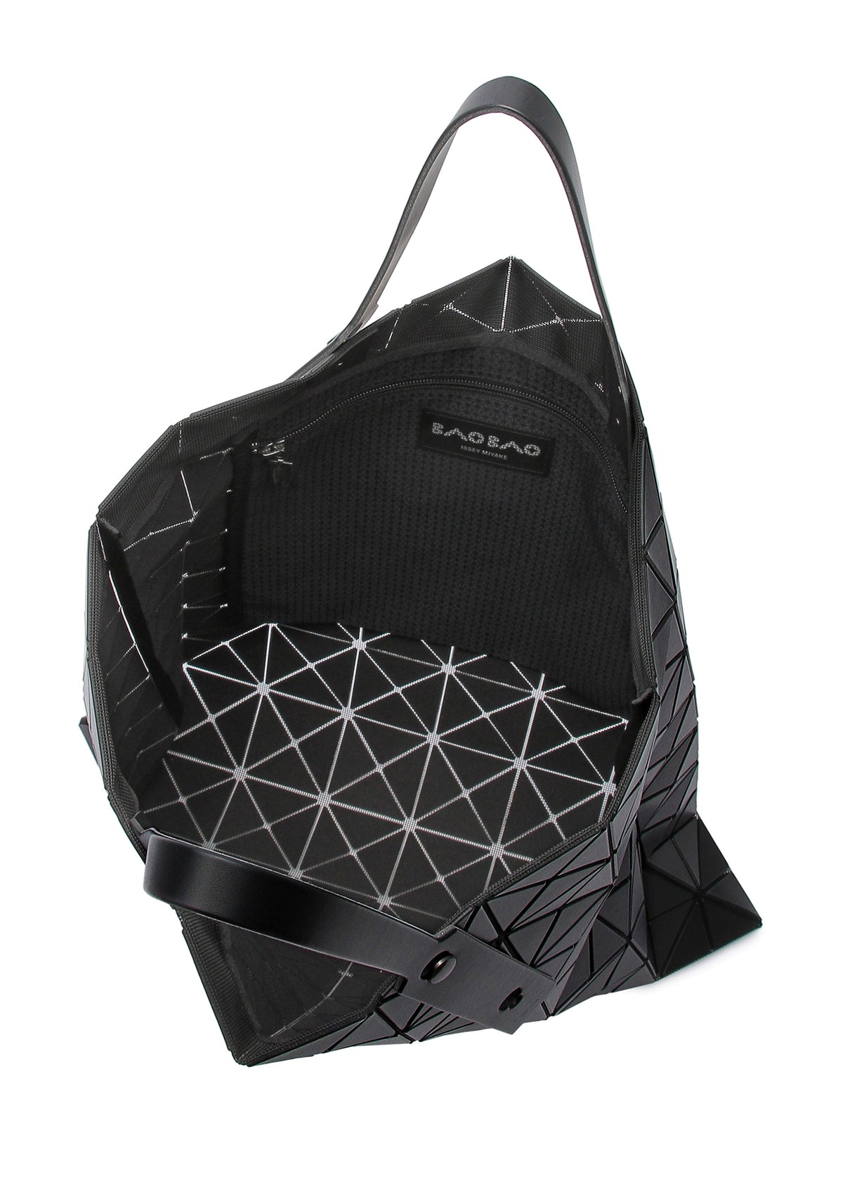 A detail shot of the Bao Bao Issey Miyake LUCENT MATTE tote bag.