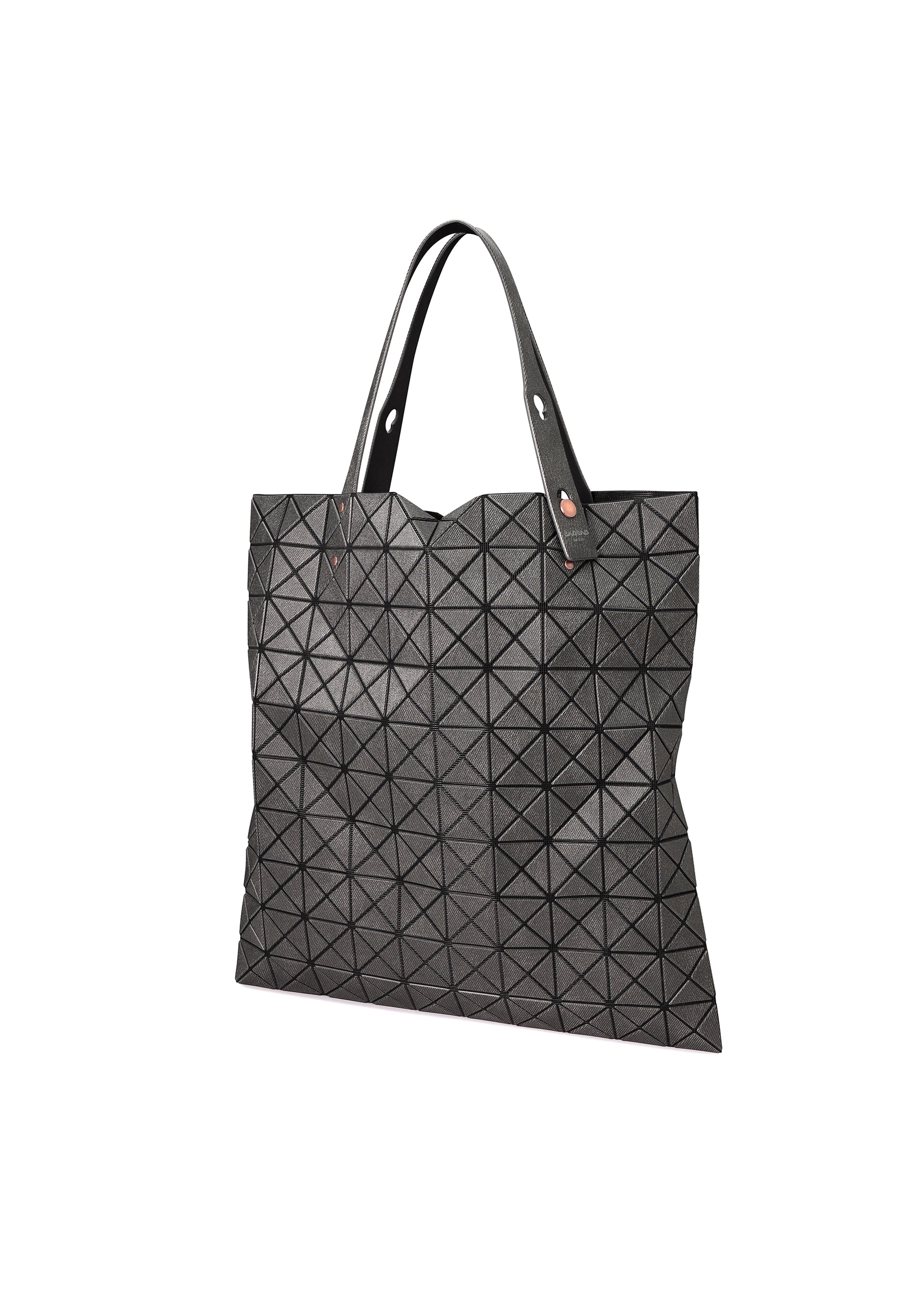 A detail shot of the BAO BAO ISSEY MIYAKE PRISM DENIM tote bag.