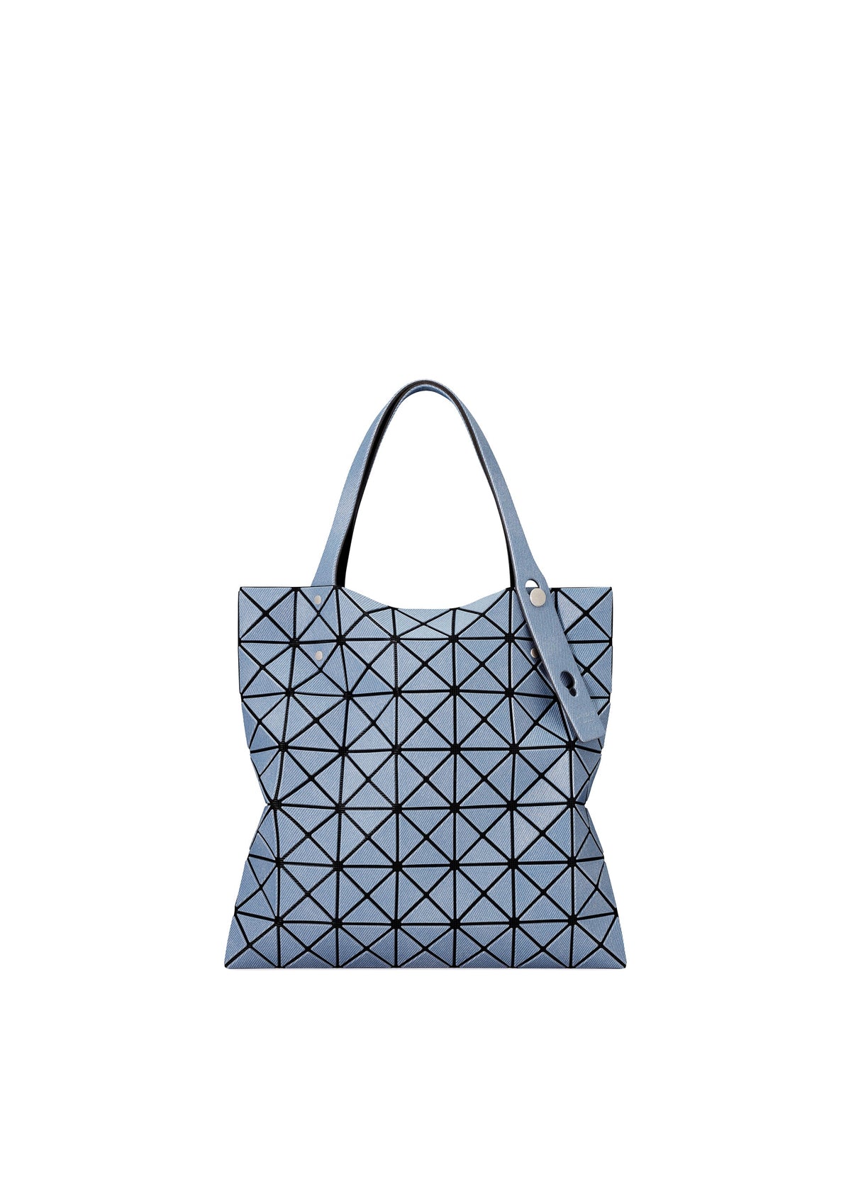 A product shot of the BAO BAO ISSEY MIYAKE PRISM DENIM tote bag in blue.