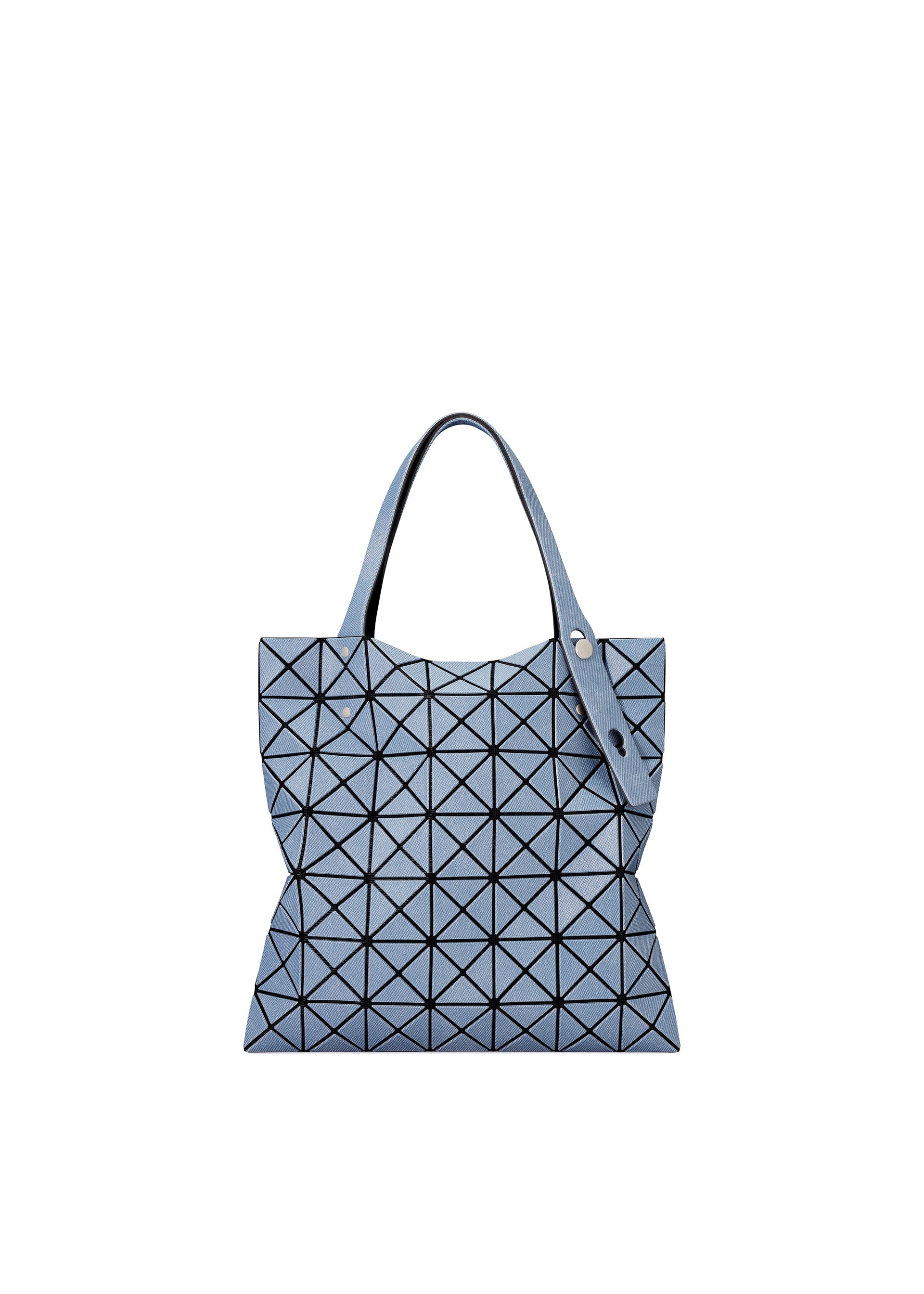 A product shot of the BAO BAO ISSEY MIYAKE PRISM DENIM tote bag in blue.