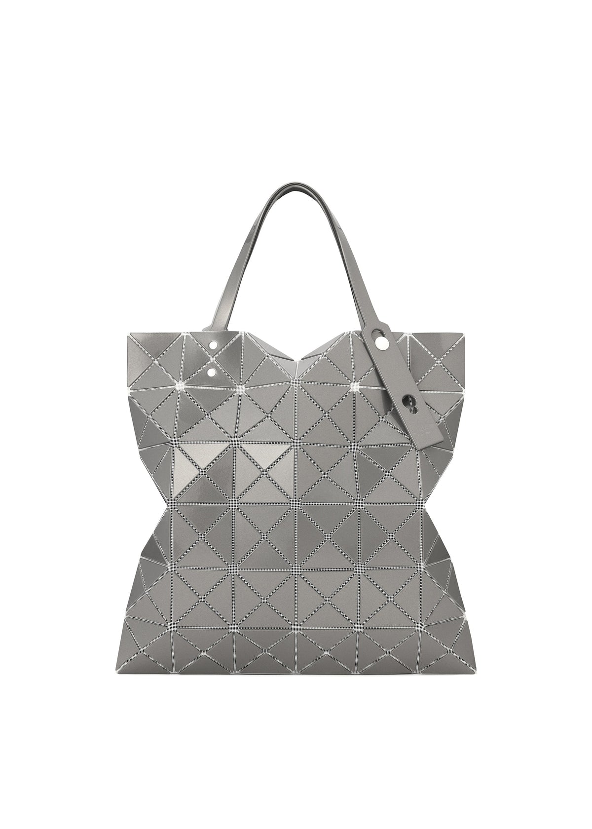A product shot of the BAOBAO ISSEY MIYAKE LUCENT FLAP tote bag(6*6) in special white (09), recurring_style.