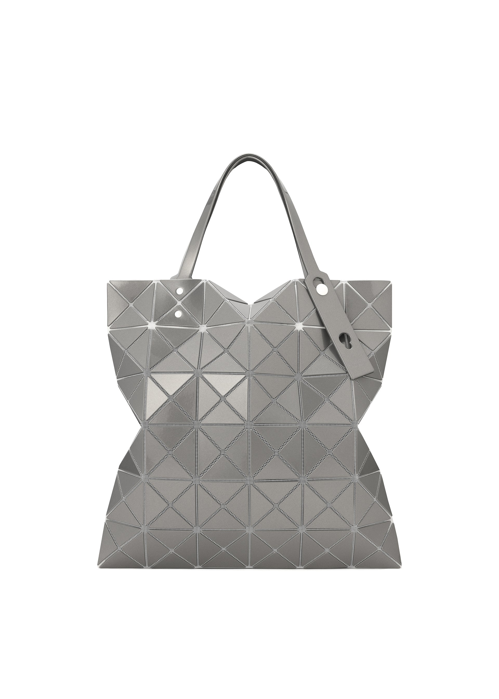 A product shot of the BAOBAO ISSEY MIYAKE LUCENT FLAP tote bag(6*6) in special white (09), recurring_style.