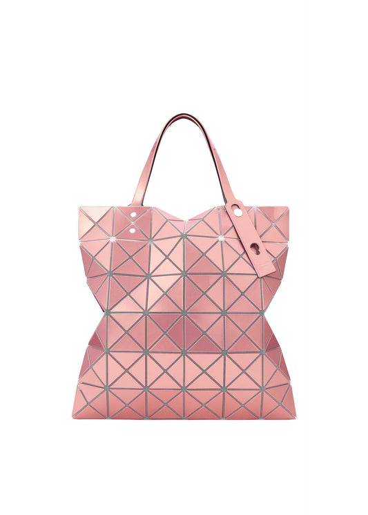 A product shot of the BAOBAO ISSEY MIYAKE LUCENT FLAP tote bag(6*6) in red (27), recurring_style.