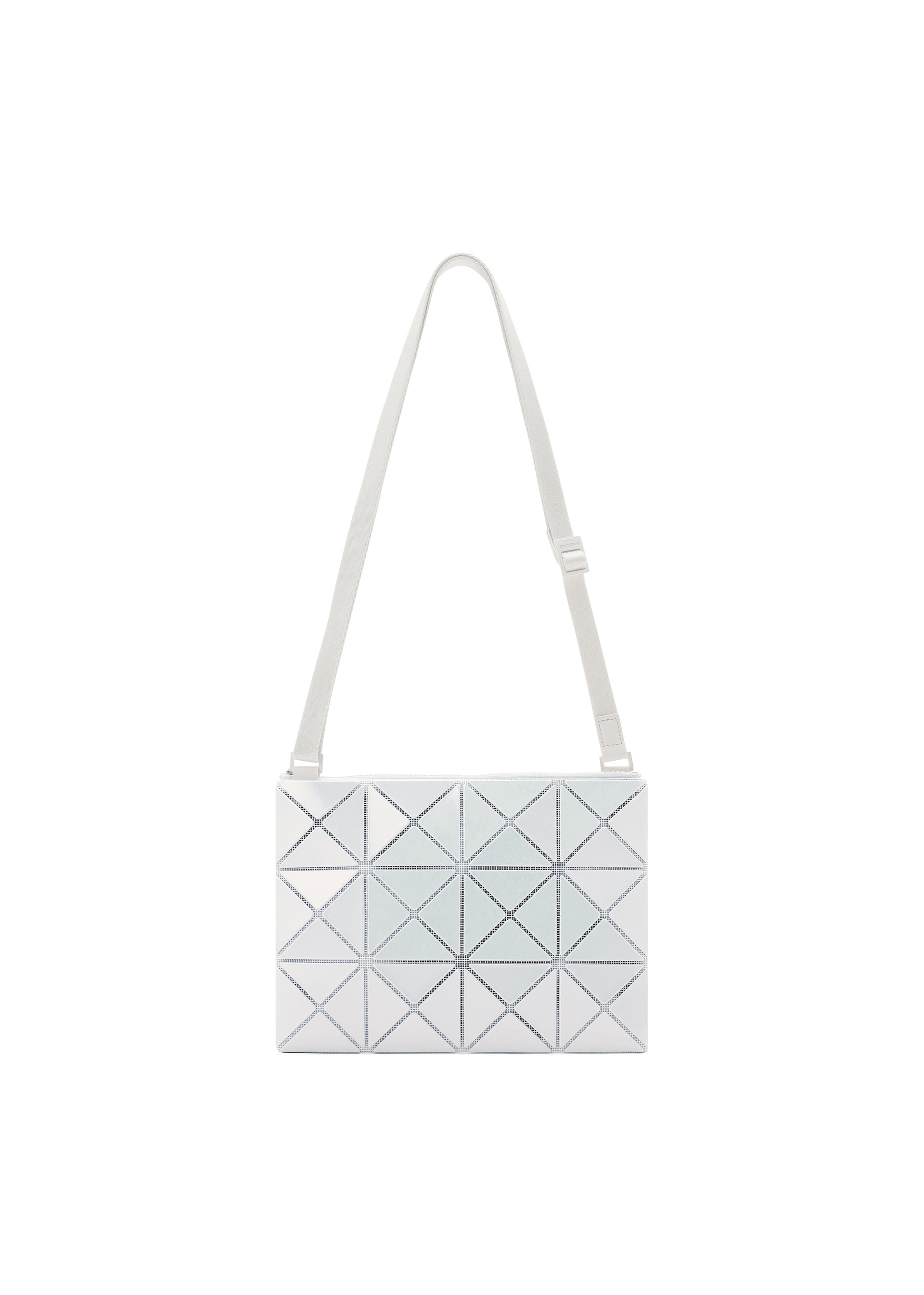 A product shot of the BAOBAO ISSEY MIYAKE LUCENT FLAP shoulder bag(3*4) in special white (03), recurring_style.