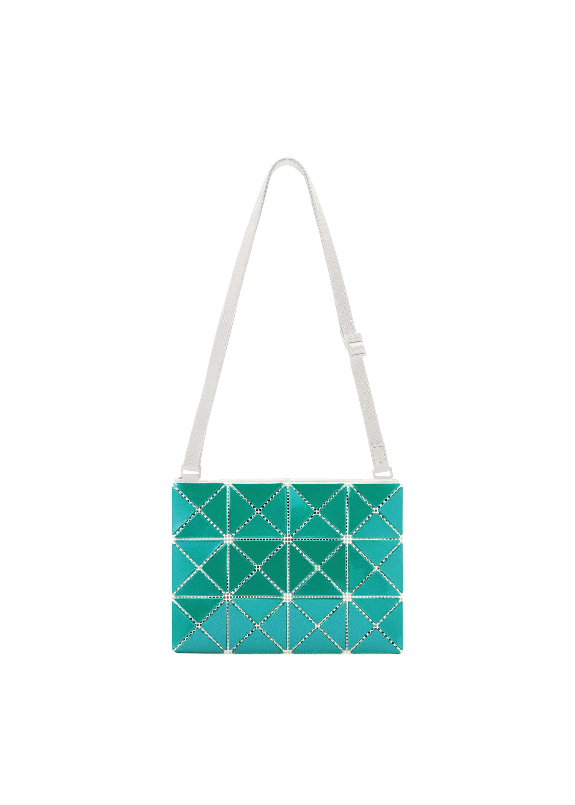 A product shot of the BAOBAO ISSEY MIYAKE LUCENT FLAP shoulder bag(3*4) in green (64), recurring_style.
