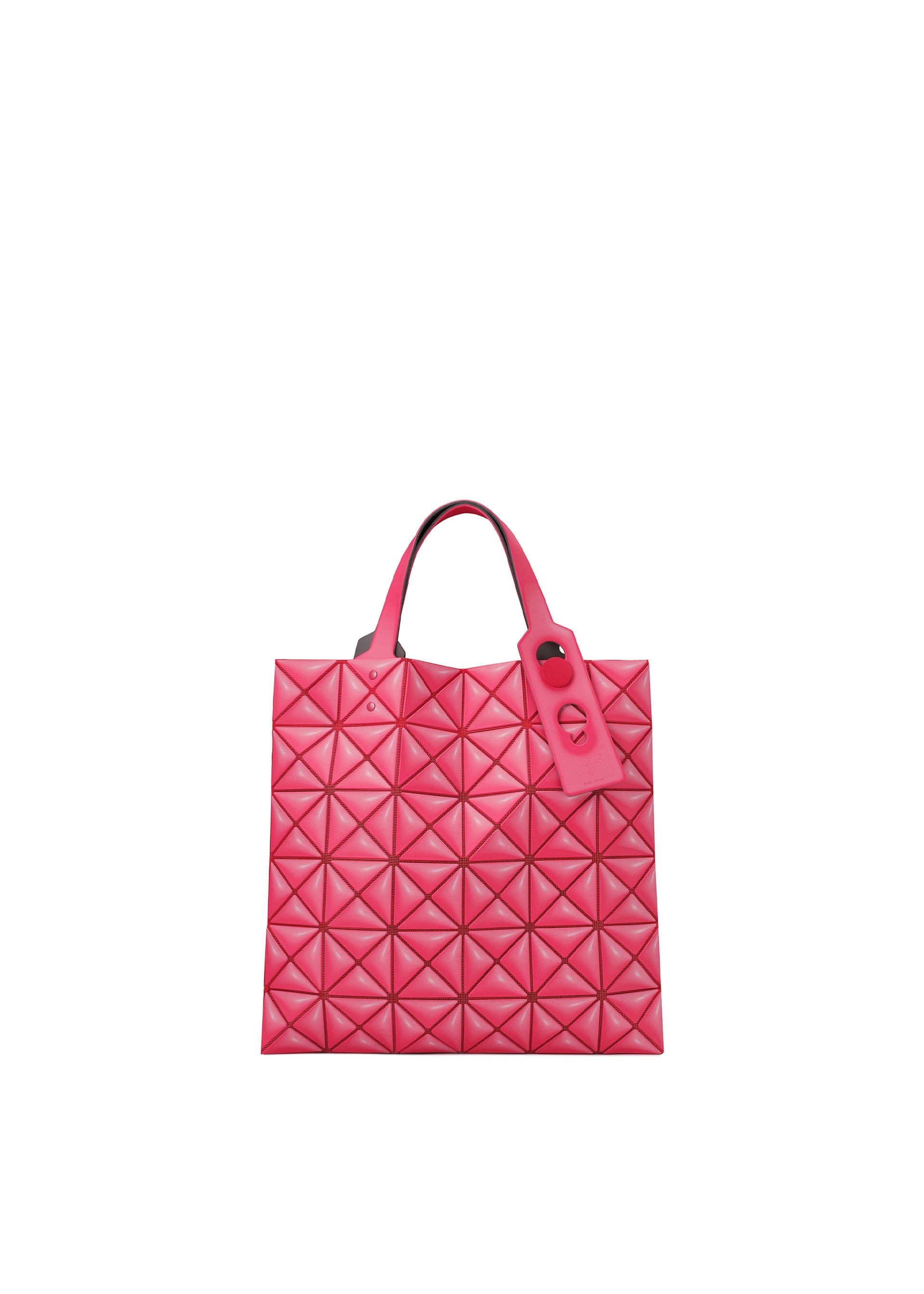 A product shot of the BAO BAO ISSEY MIYAKE MINIATURE tote bag in cherry pink.