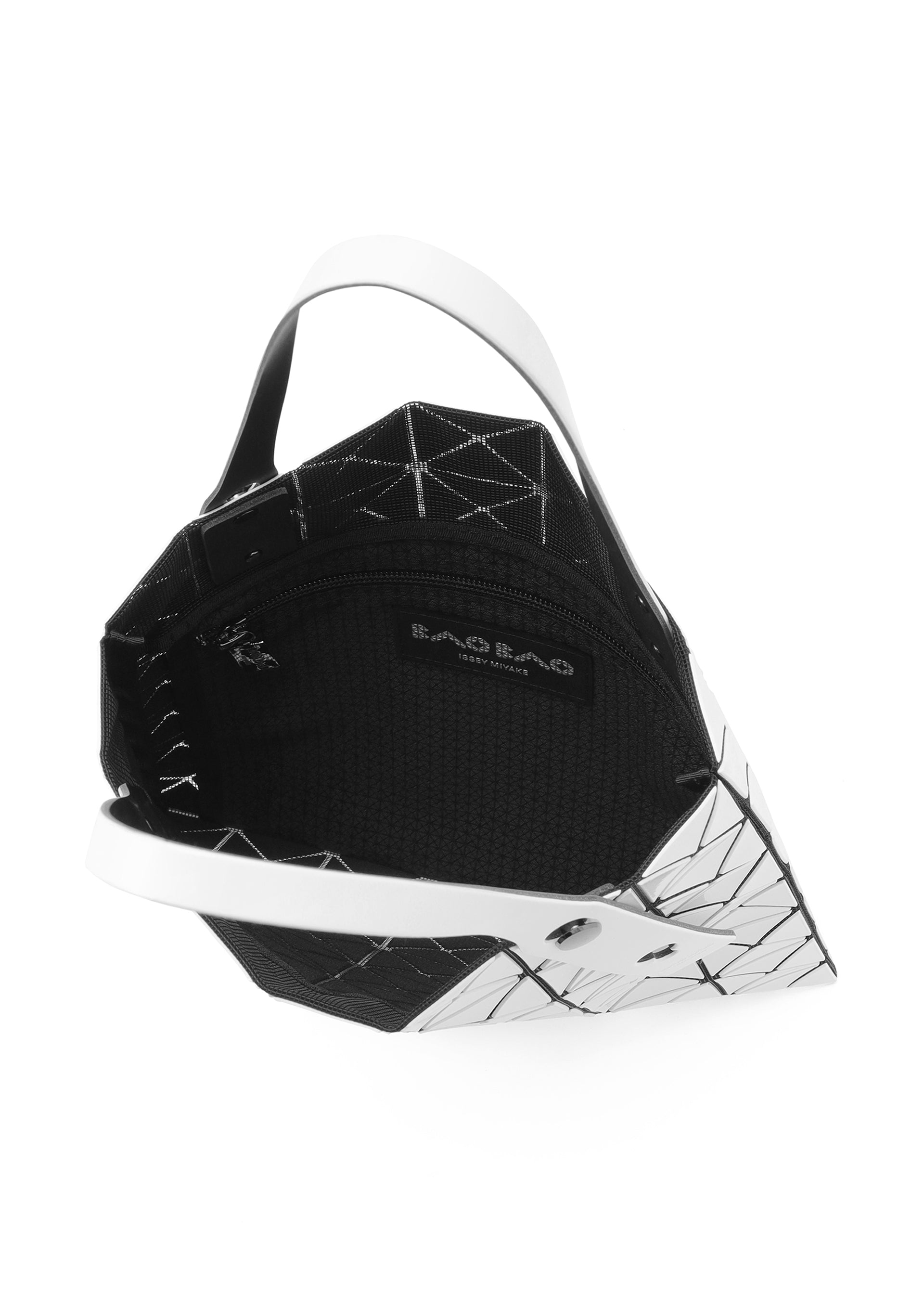 A detail shot of the BAO BAO ISSEY MIYAKE PRISM tote bag.