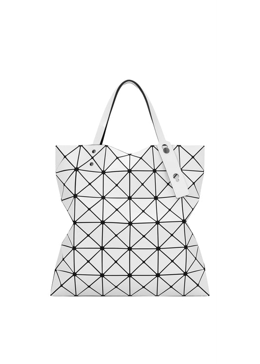 A product shot of the BAO BAO ISSEY MIYAKE LUCENT tote bag in white.