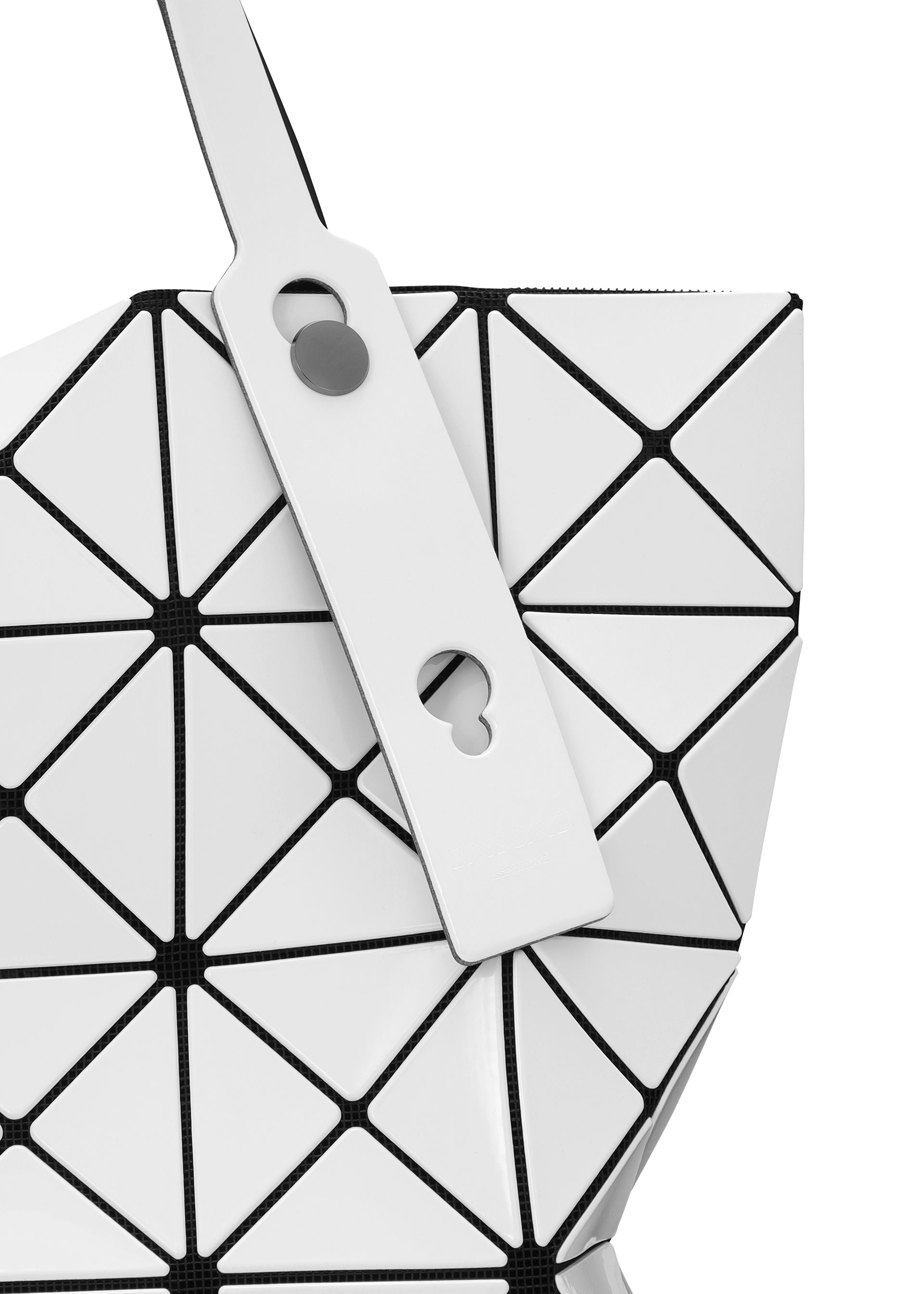 A detail shot of the BAO BAO ISSEY MIYAKE LUCENT tote bag.