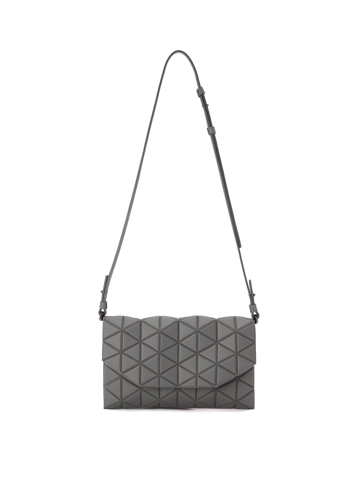 A product shot of the BAO BAO ISSEY MIYAKE TONNEAU MATTE shoulder bag in drak gray.