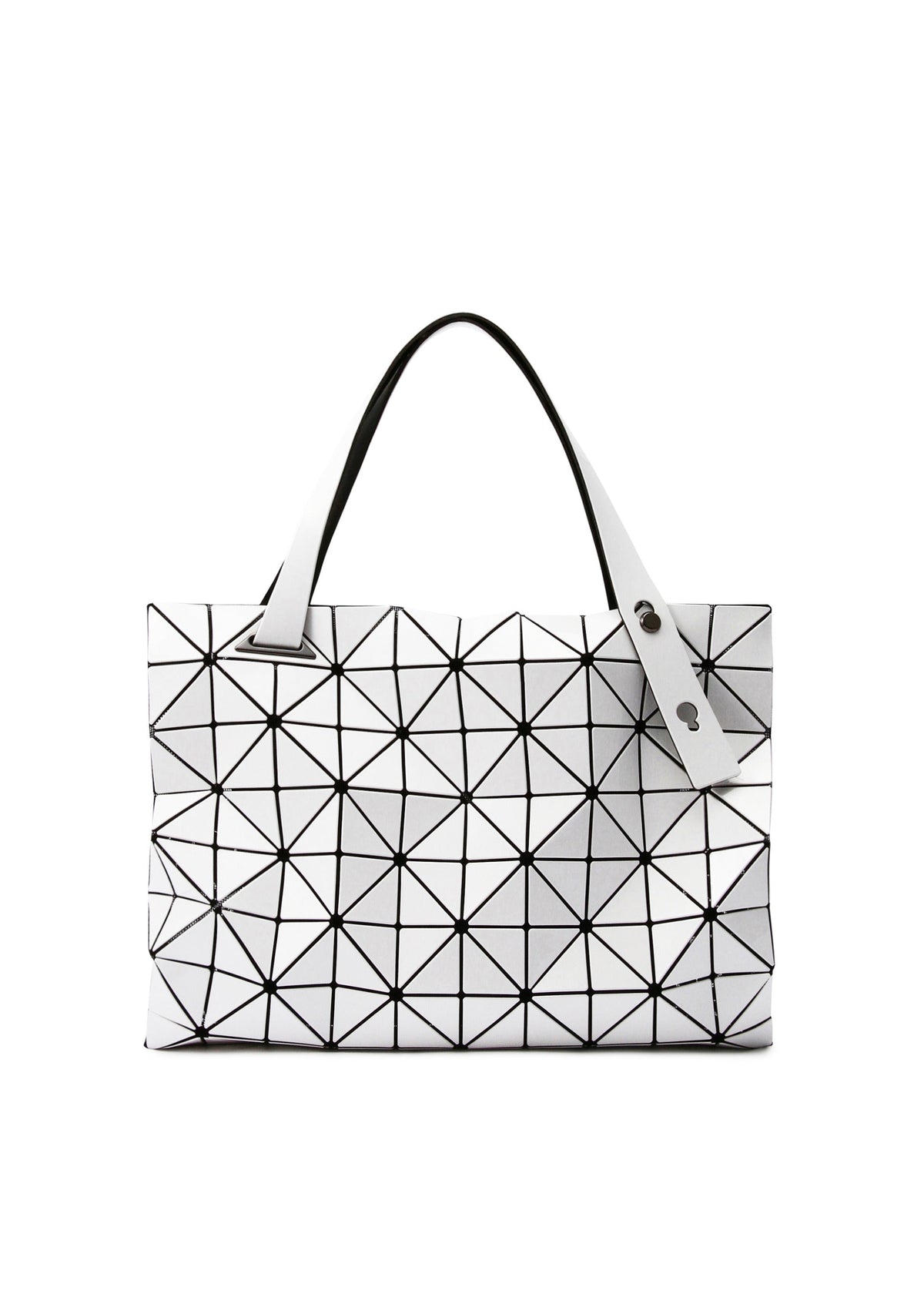 A product shot of the BAO BAO ISSEY MIYAKE CARTON hand bag in white.