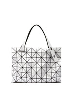 A product shot of the BAO BAO ISSEY MIYAKE CARTON hand bag in white.