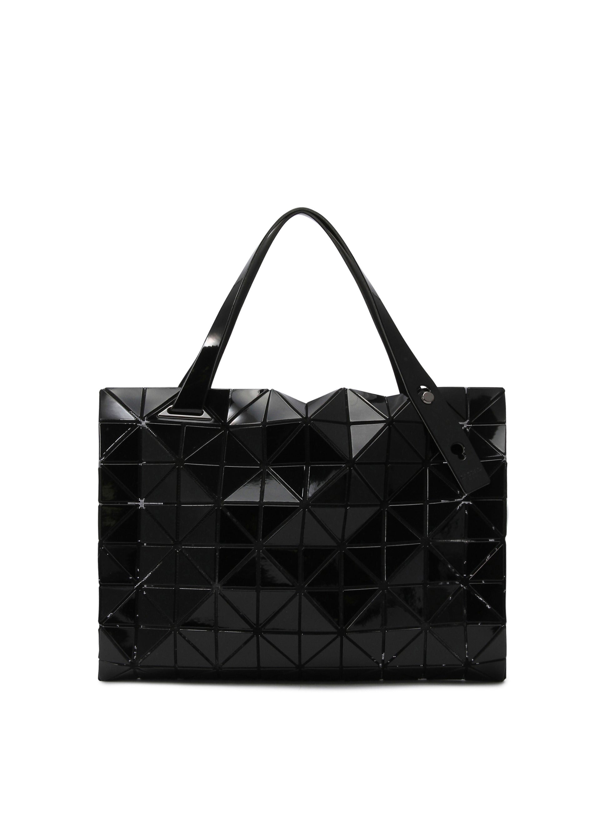 A product shot of the BAO BAO ISSEY MIYAKE CARTON hand bag in black.