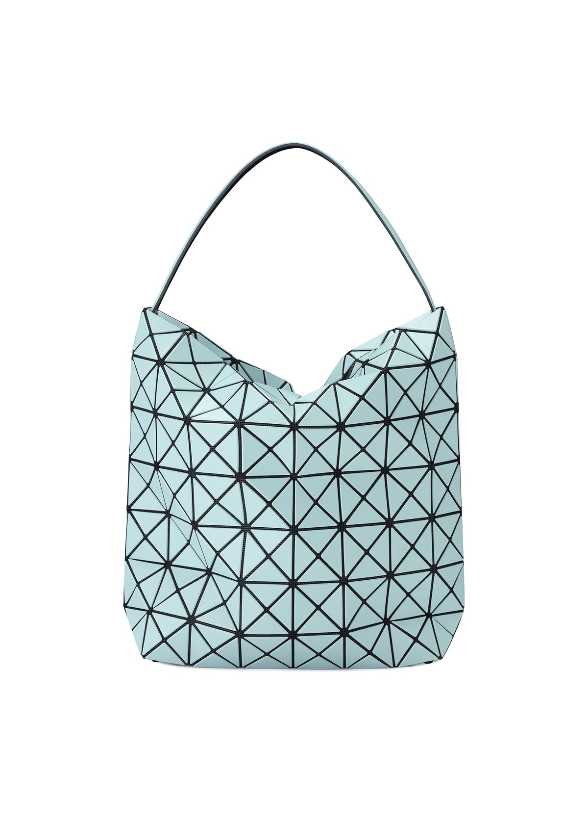 A product shot of the BAO BAO ISSEY MIYAKE VALLEY hand bag in aqua haze.