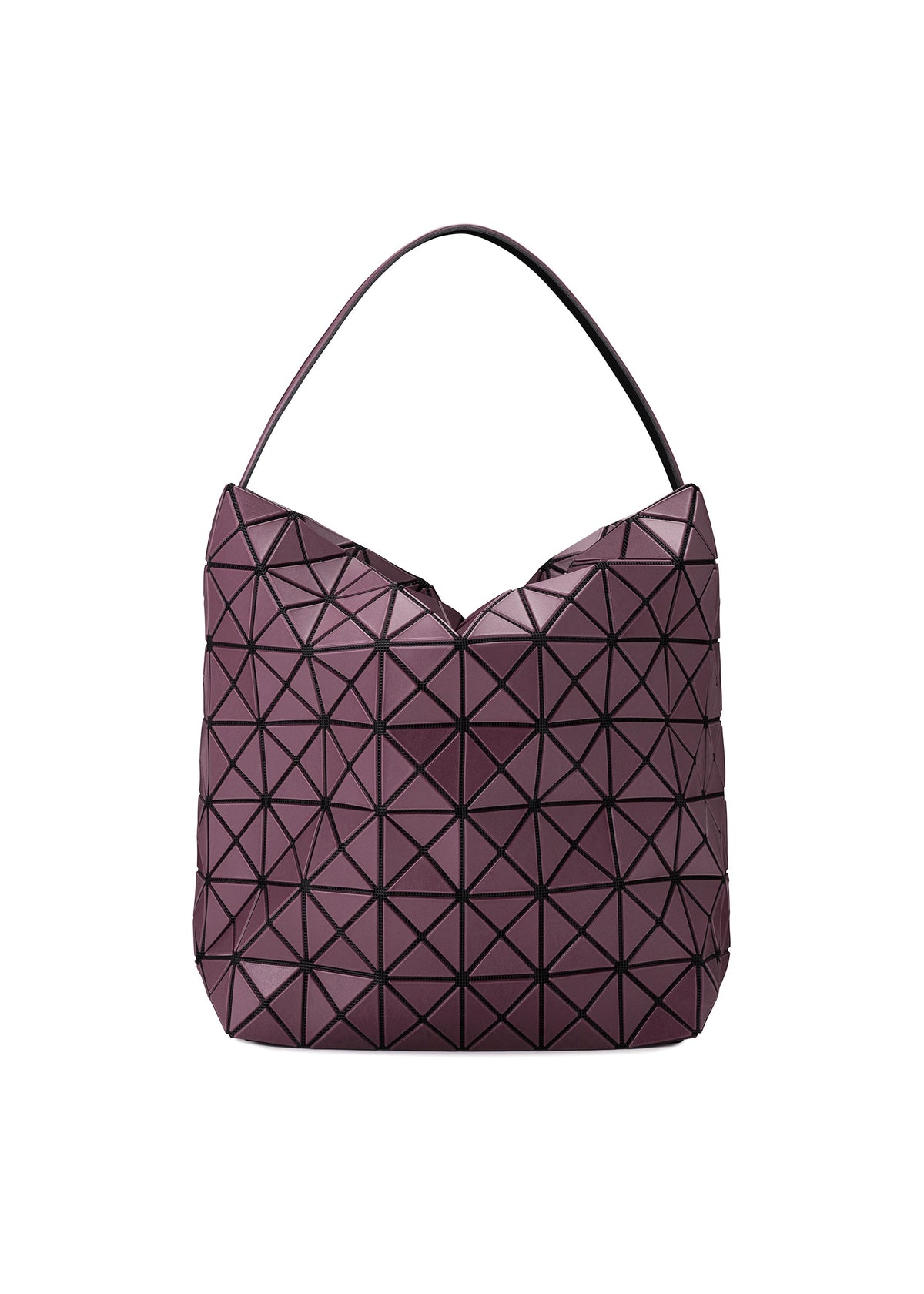 A product shot of the BAO BAO ISSEY MIYAKE VALLEY hand bag in burgundy.