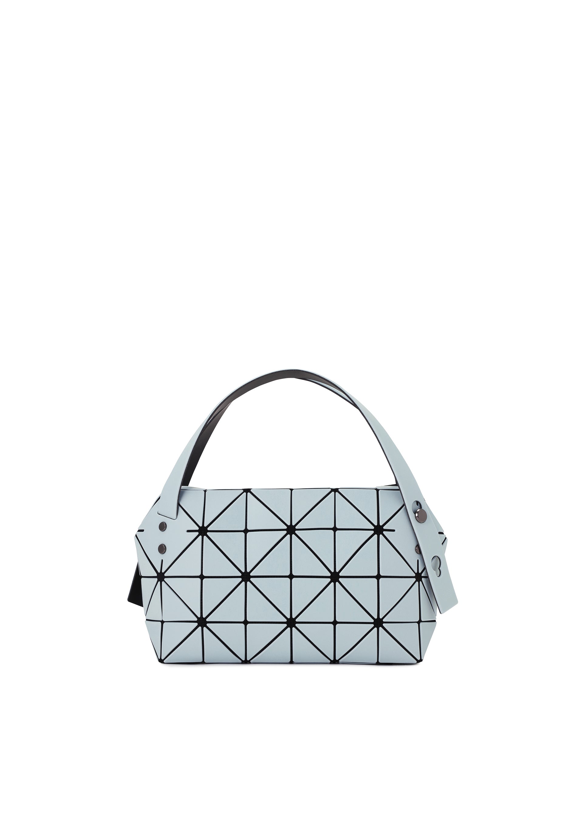 A product shot of the BAO BAO ISSEY MIYAKE BOSTON hand bag in sky blue.