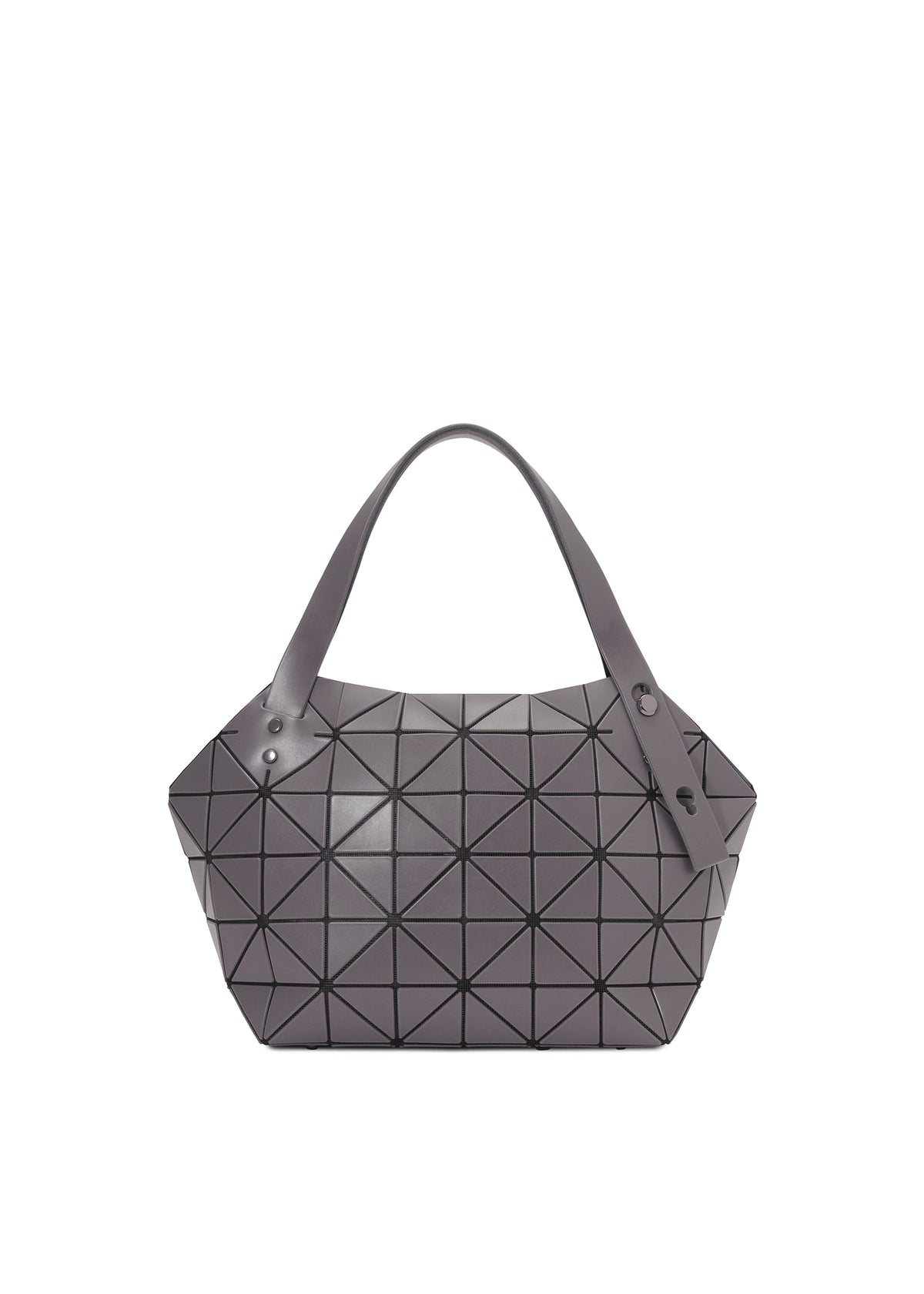 A product shot of the BAO BAO ISSEY MIYAKE BOSTON hand bag in charcoal gray.
