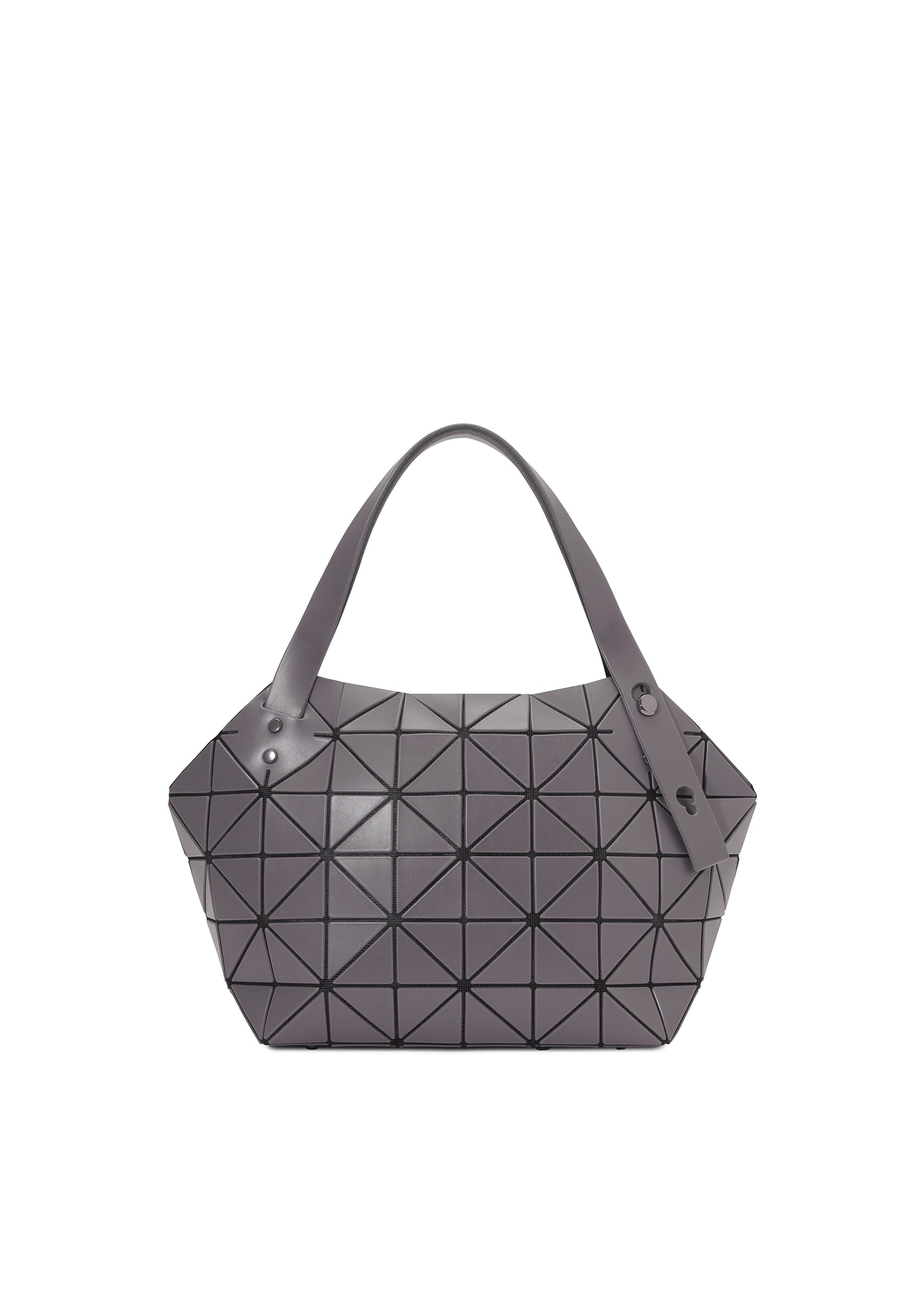 A product shot of the BAO BAO ISSEY MIYAKE BOSTON hand bag in charcoal gray.