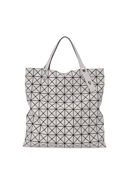 A product shot of the BAO BAO ISSEY MIYAKE PRISM MATTE tote bag in light gray.
