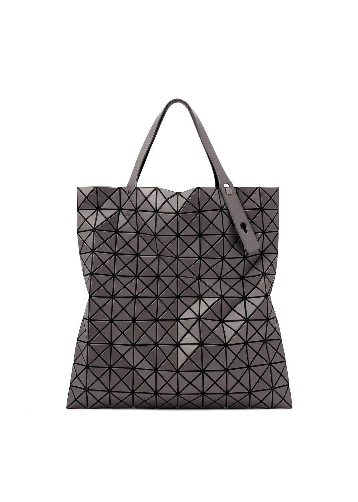 A product shot of the BAO BAO ISSEY MIYAKE PRISM MATTE tote bag in charcoal gray.