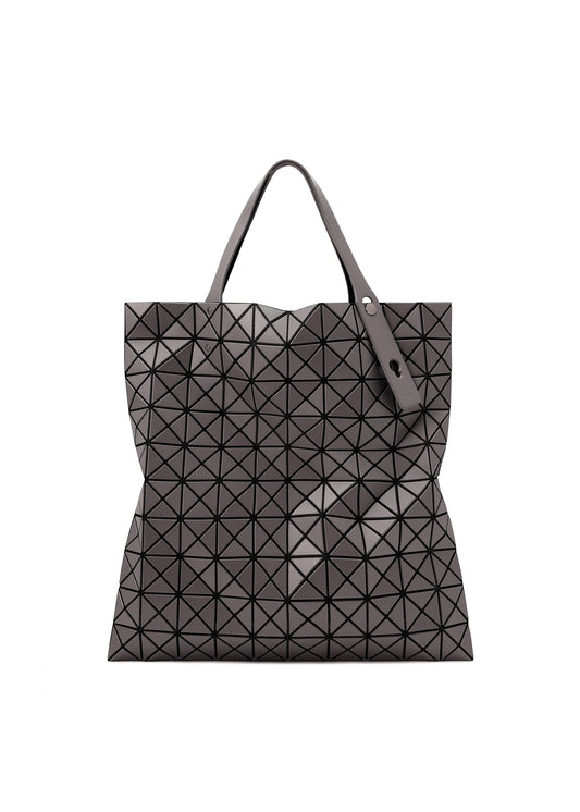 A product shot of the BAO BAO ISSEY MIYAKE PRISM MATTE tote bag in charcoal gray.