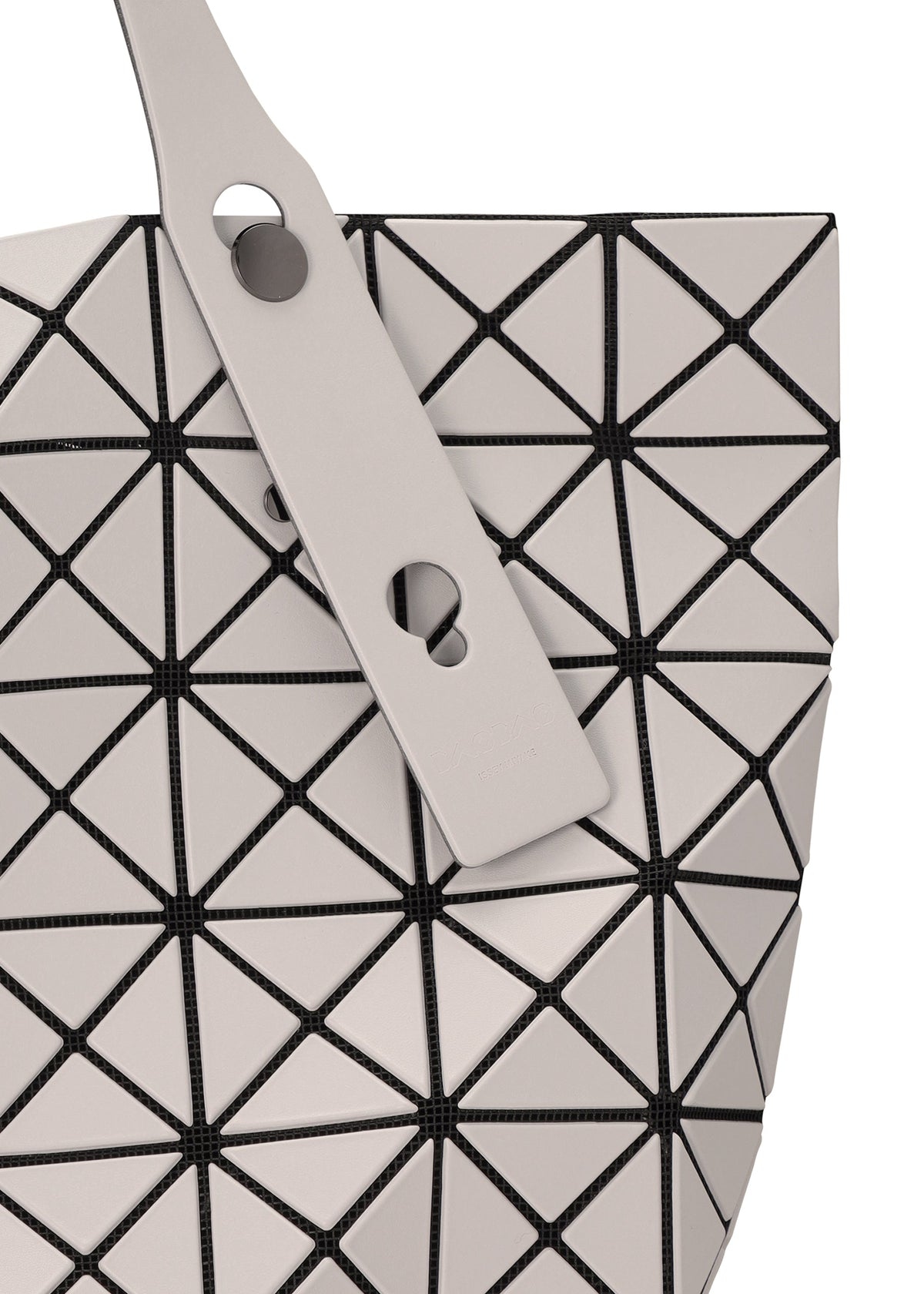 A detail shot of the BAO BAO ISSEY MIYAKE PRISM MATTE tote bag.