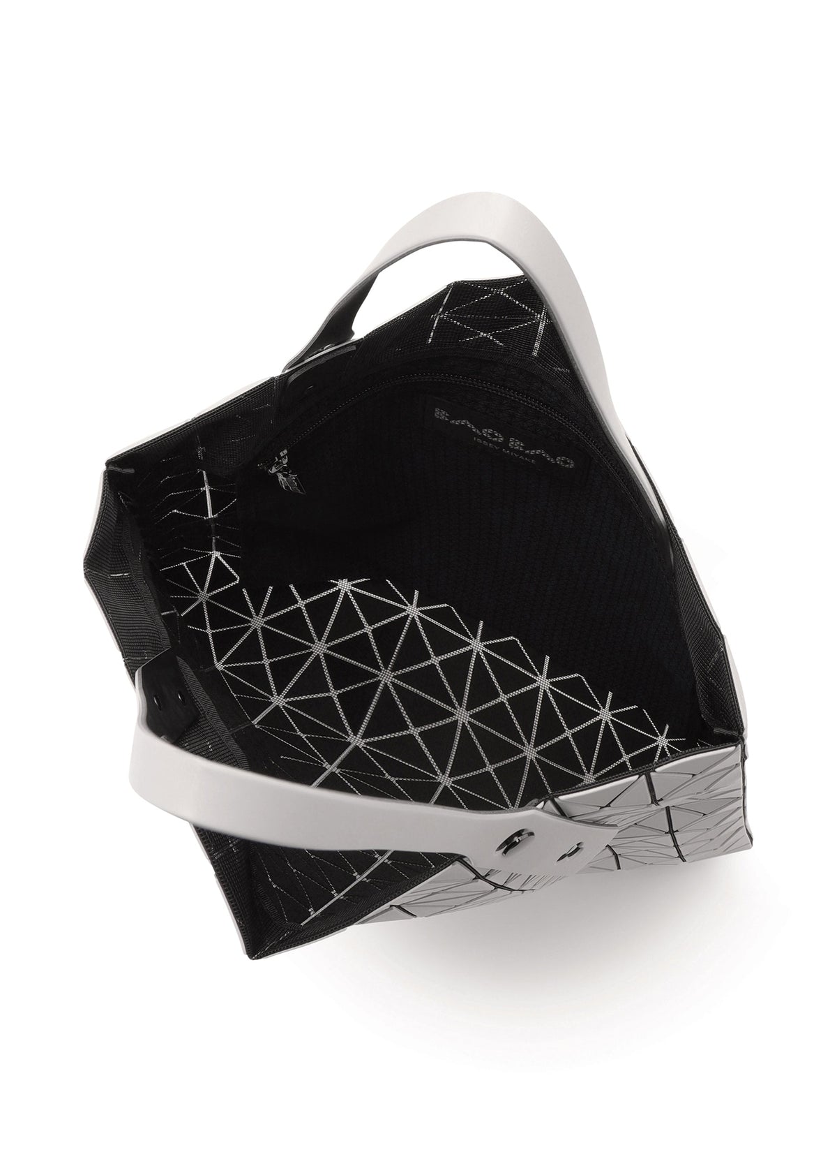 A detail shot of the BAO BAO ISSEY MIYAKE PRISM MATTE tote bag.