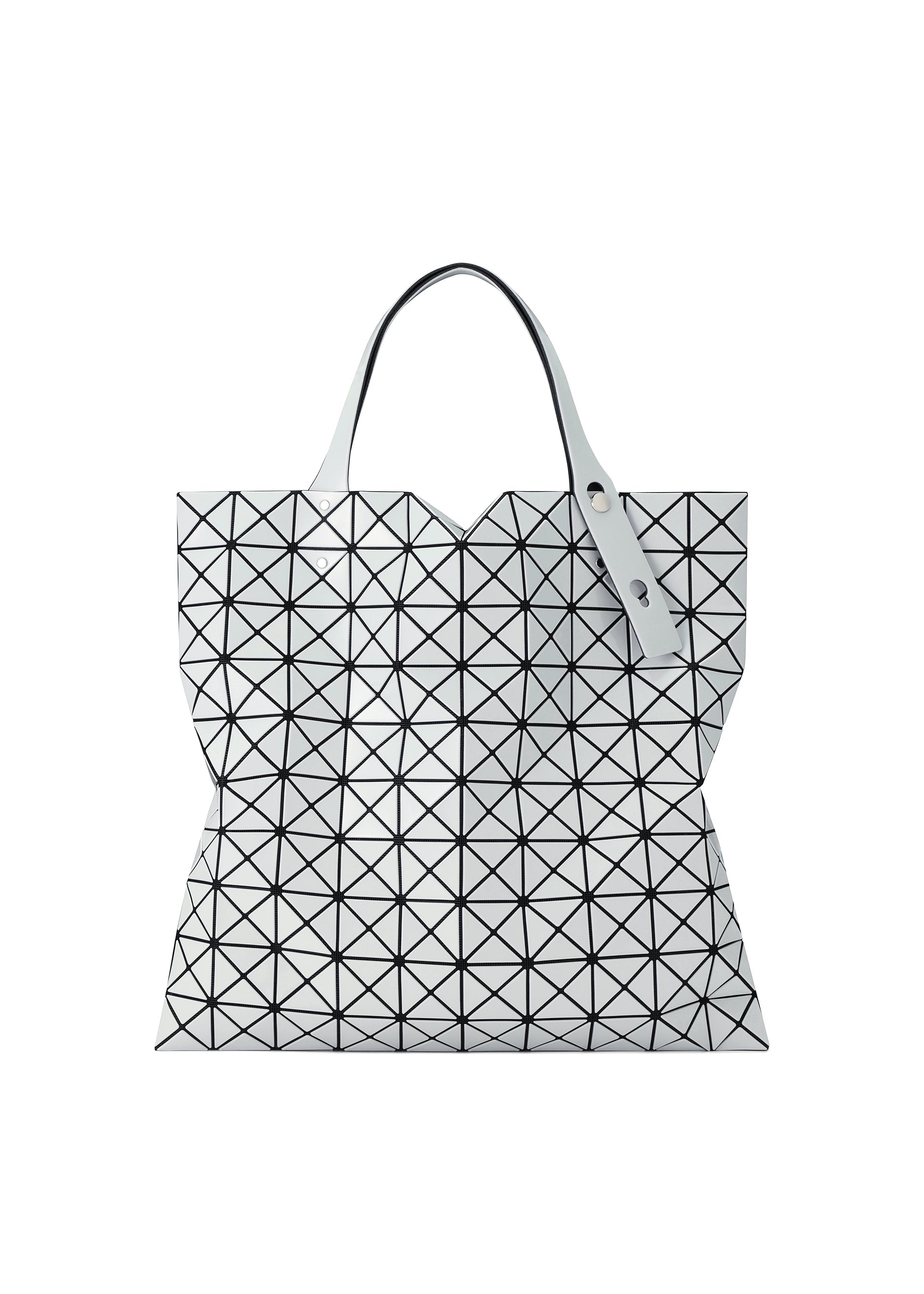 A product shot of the BAO BAO ISSEY MIYAKE PRISM GLOSS tote bag in misty gray.