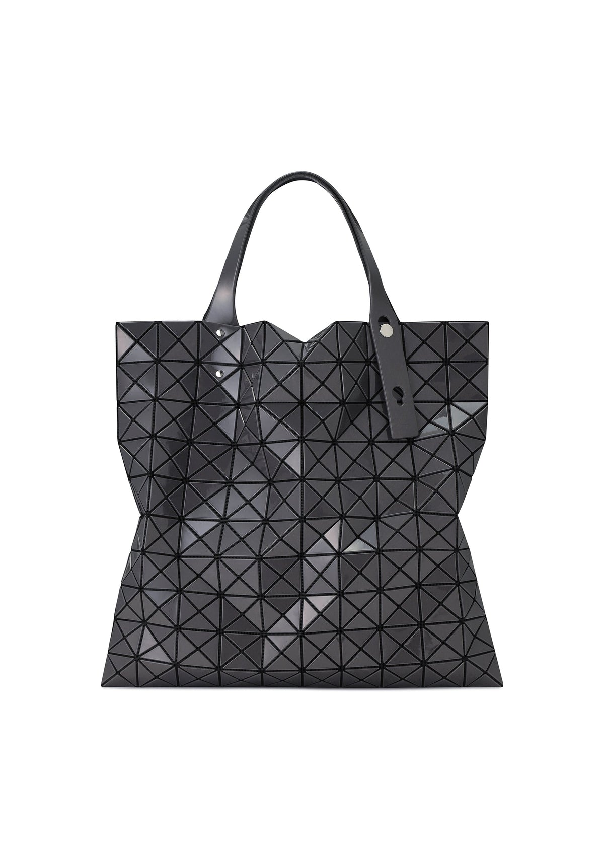 A product shot of the BAO BAO ISSEY MIYAKE PRISM GLOSS tote bag in charcoal gray.