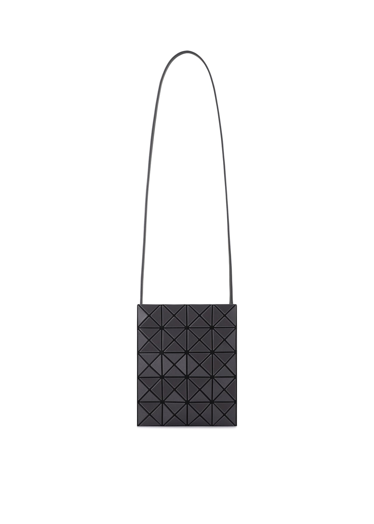 A product shot of the BAO BAO ISSEY MIYAKE PRISM GLOSS shoulder bag in charcoal gray.