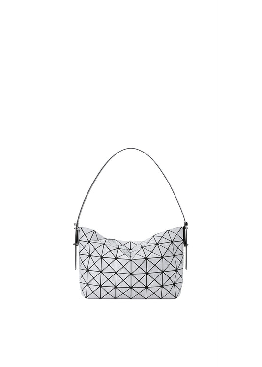 A product shot of the BAO BAO ISSEY MIYAKE MUSETTE shoulder bag in light gray.