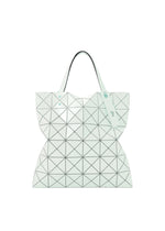 A product shot of the BAO BAO ISSEY MIYAKE LUCENT ONE-TONE tote bag in green white.