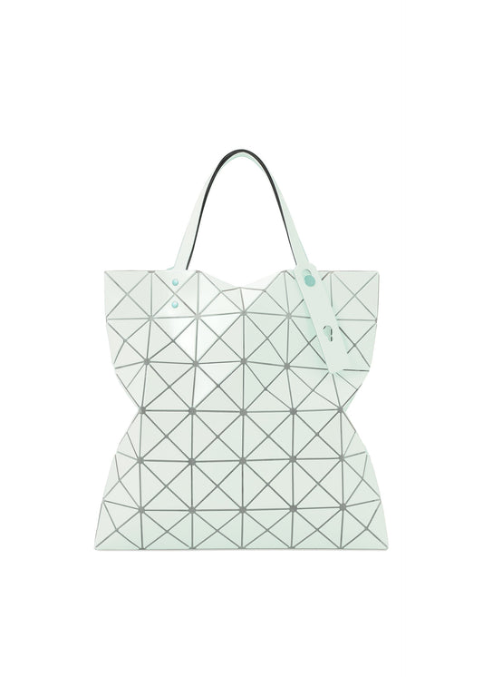 A product shot of the BAO BAO ISSEY MIYAKE LUCENT ONE-TONE tote bag in green white.