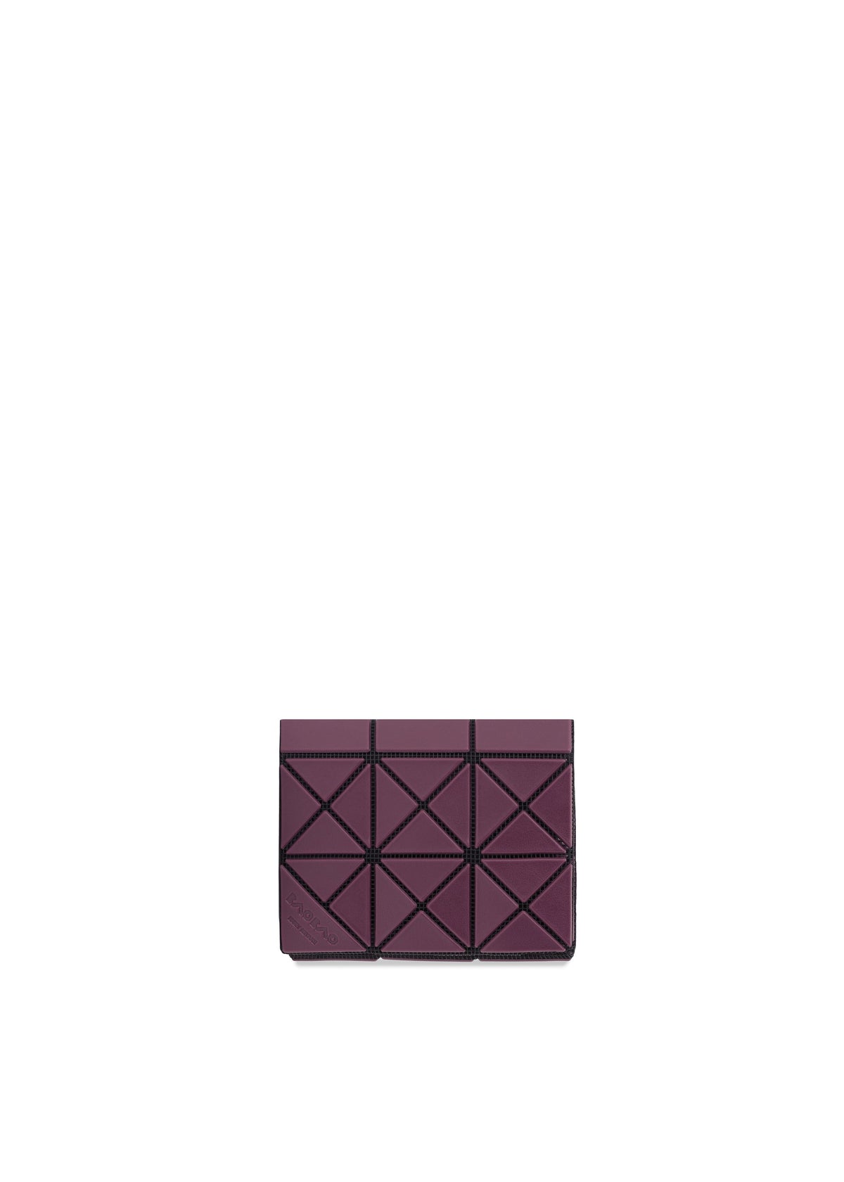 A product shot of the BAO BAO ISSEY MIYAKE TWINKLE wallet in burgundy.