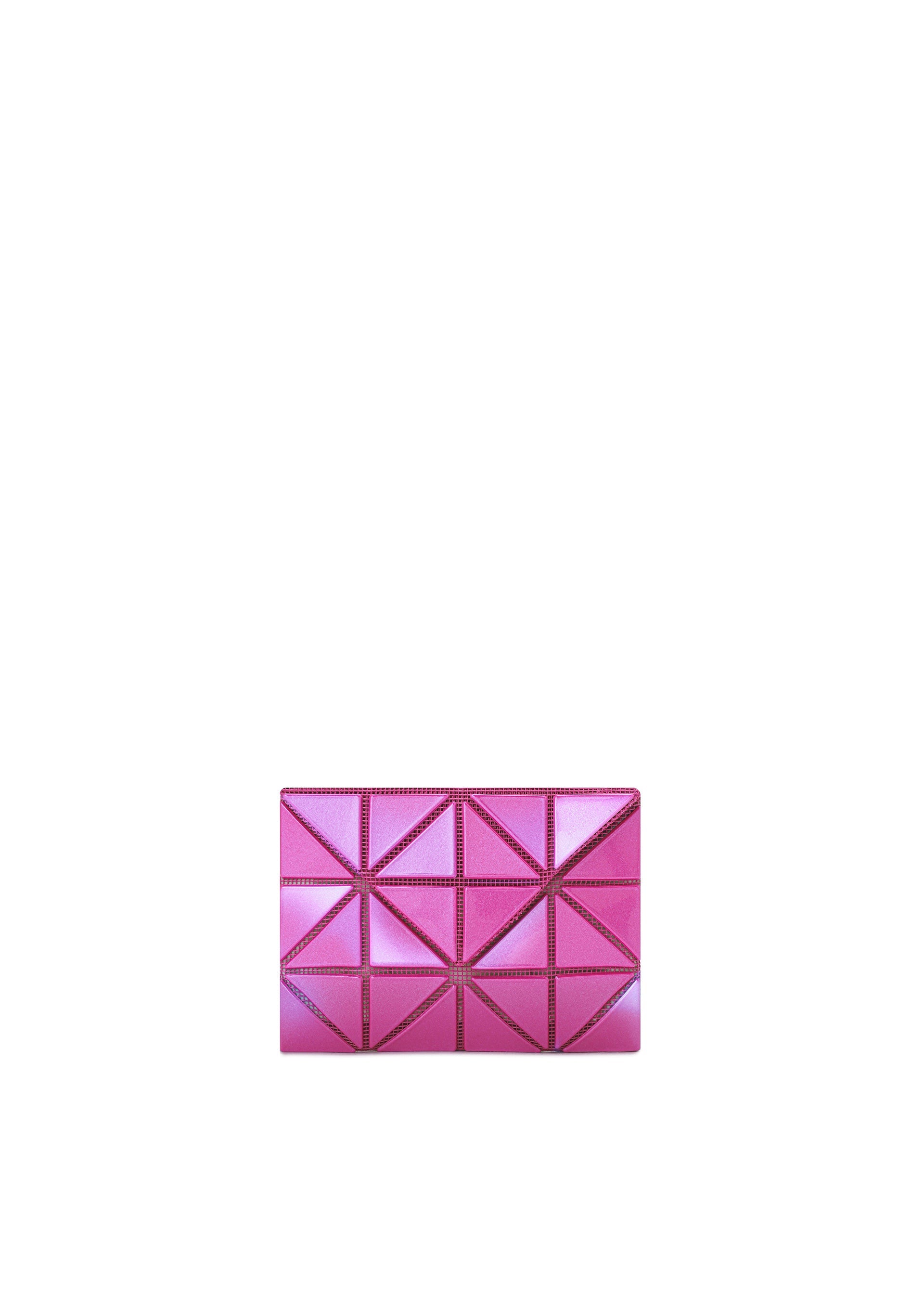 A product shot of the BAO BAO ISSEY MIYAKE CARD WALLET card case in horizon pink.