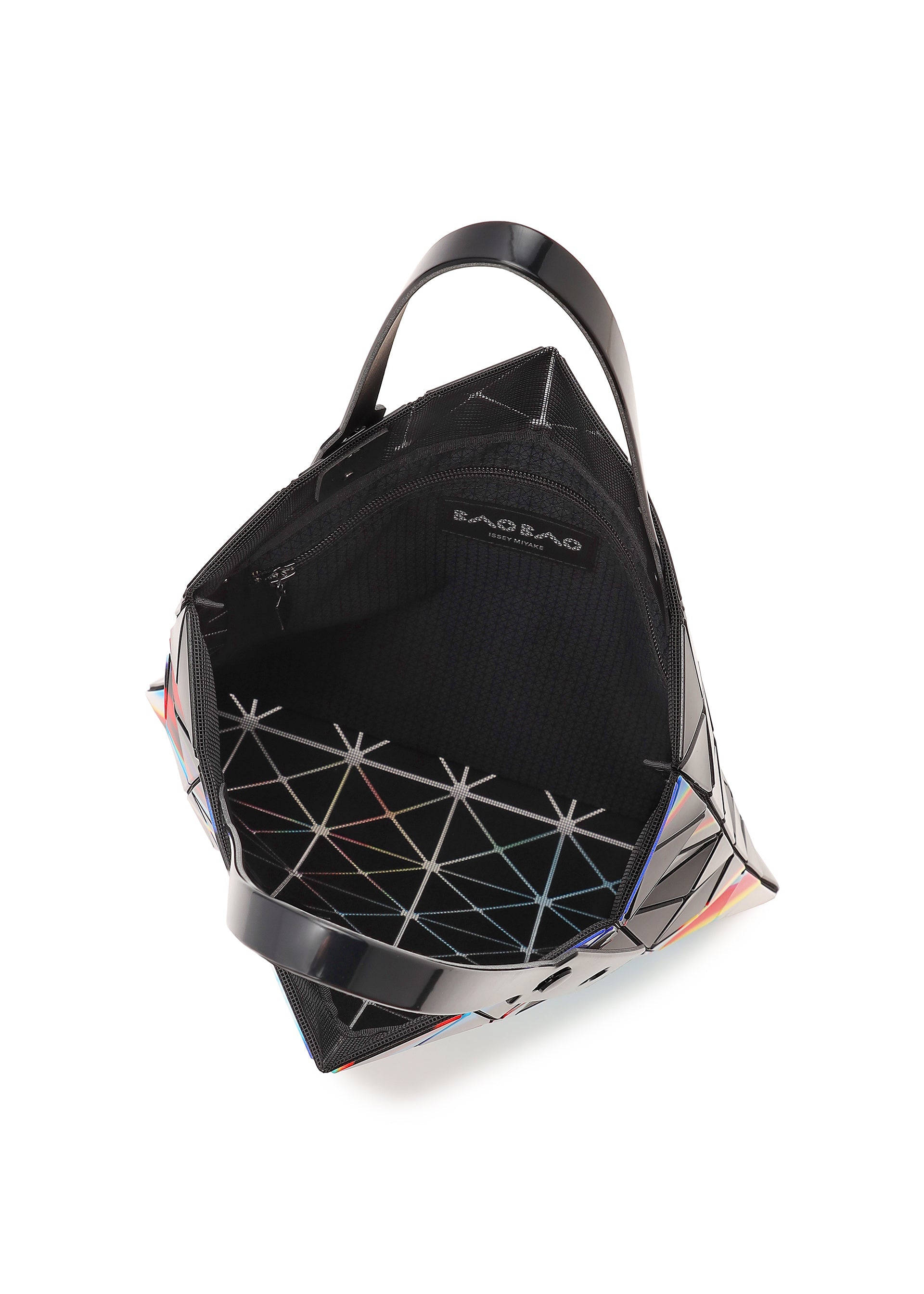 A detail shot of the BAO BAO ISSEY MIYAKE WARP tote bag.
