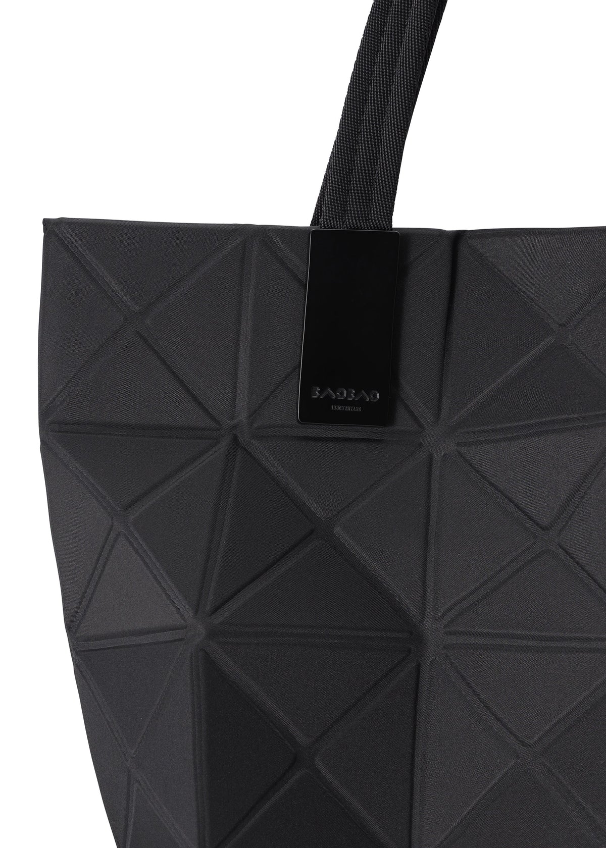 A detail shot of the BAO BAO ISSEY MIYAKE TRACK tote bag.