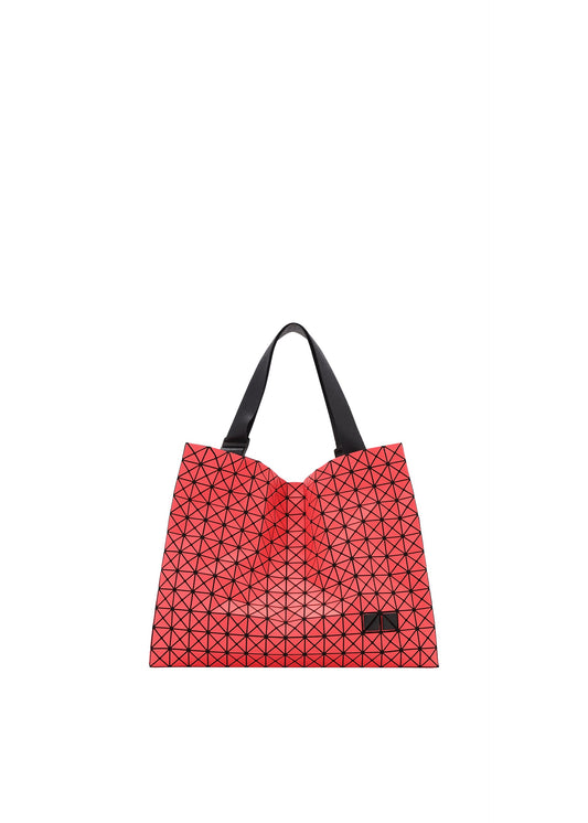 A product shot of the BAO BAO ISSEY MIYAKE CART MINI tote bag in coral red.