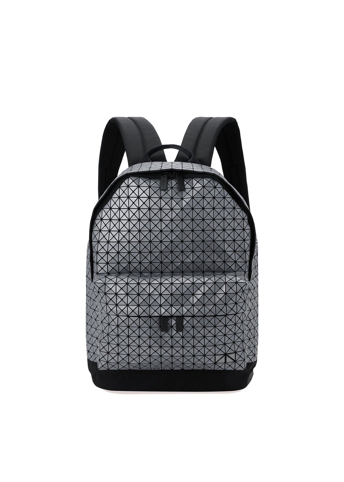 A product shot of the BAO BAO ISSEY MIYAKE DAYPACK REFLECTOR backpack in gunmetal.