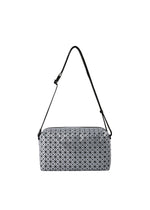 A product shot of the BAO BAO ISSEY MIYAKE SADDLE BAG REFLECTOR shoulder bag in gunmetal.