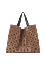 A product shot of the BAO BAO ISSEY MIYAKE CART REFLECTOR tote bag in copper brown.