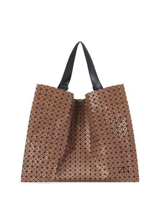 A product shot of the BAO BAO ISSEY MIYAKE CART REFLECTOR tote bag in copper brown.
