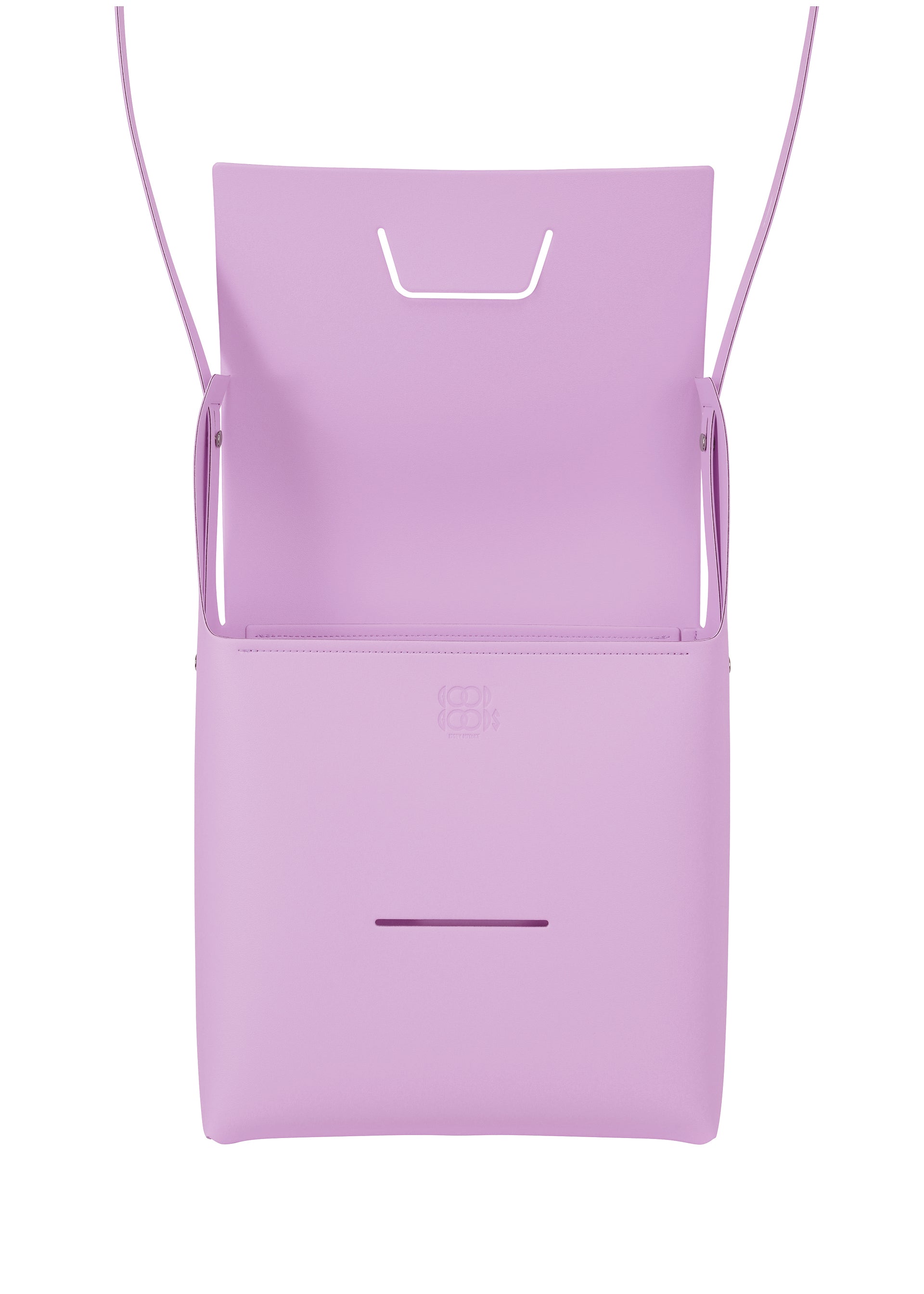 A detail shot of the GOOD GOODS ISSEY MIYAKE BOX bag.