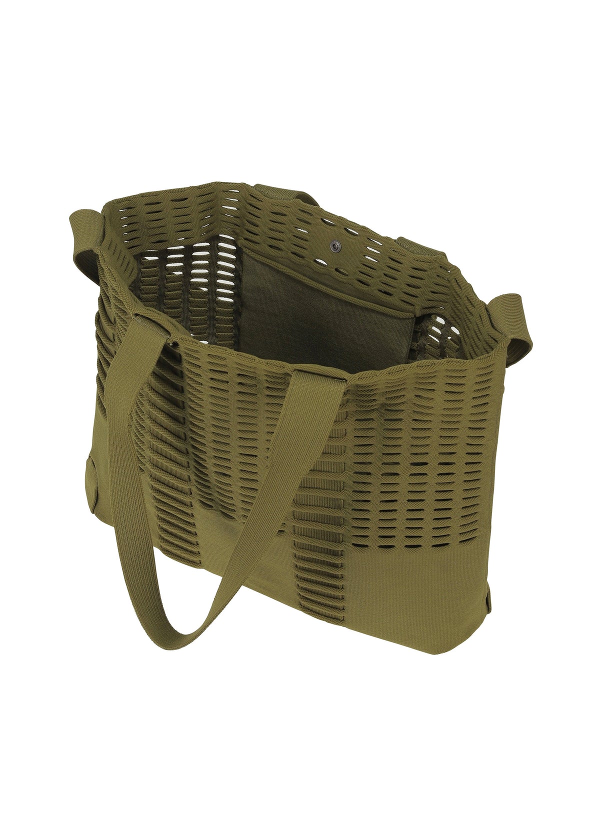 A detail shot of the Good Goods Issey Miyake MOKKO MONO bag.