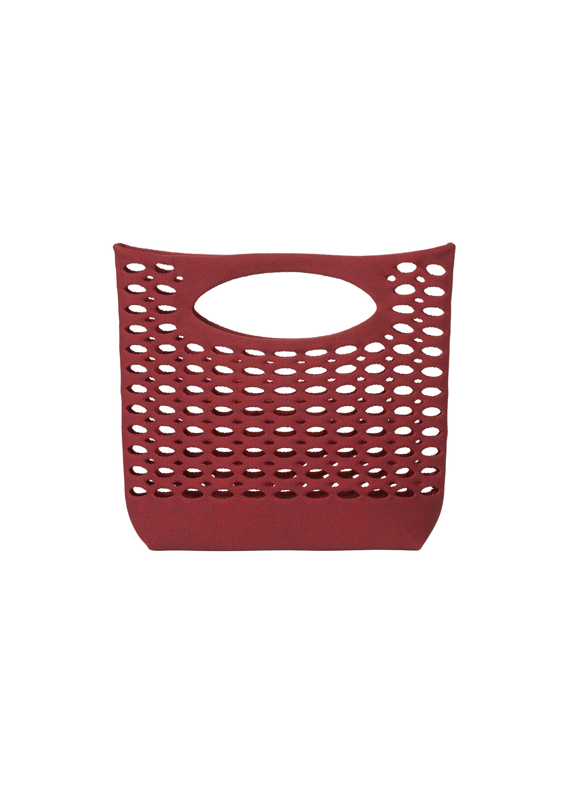A product shot of the Good Goods Issey Miyake MOKKO BASKET in dark bordeaux x crimson red (82), recurring_style, restock.
