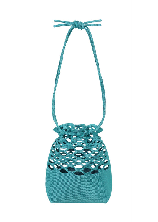 A product shot of the Good Goods Issey Miyake MOKKO BASKET in light teal blue x marine blue (77), recurring_style, restock.
