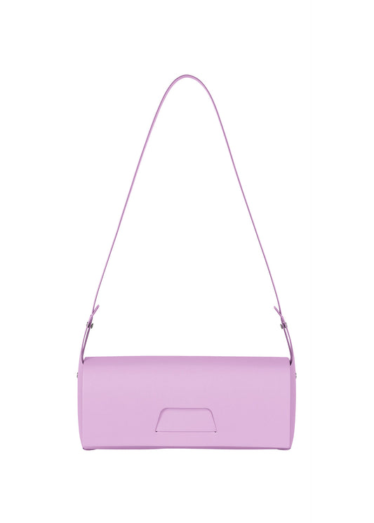 A product shot of the GOOD GOODS ISSEY MIYAKE BOX bag in purple.