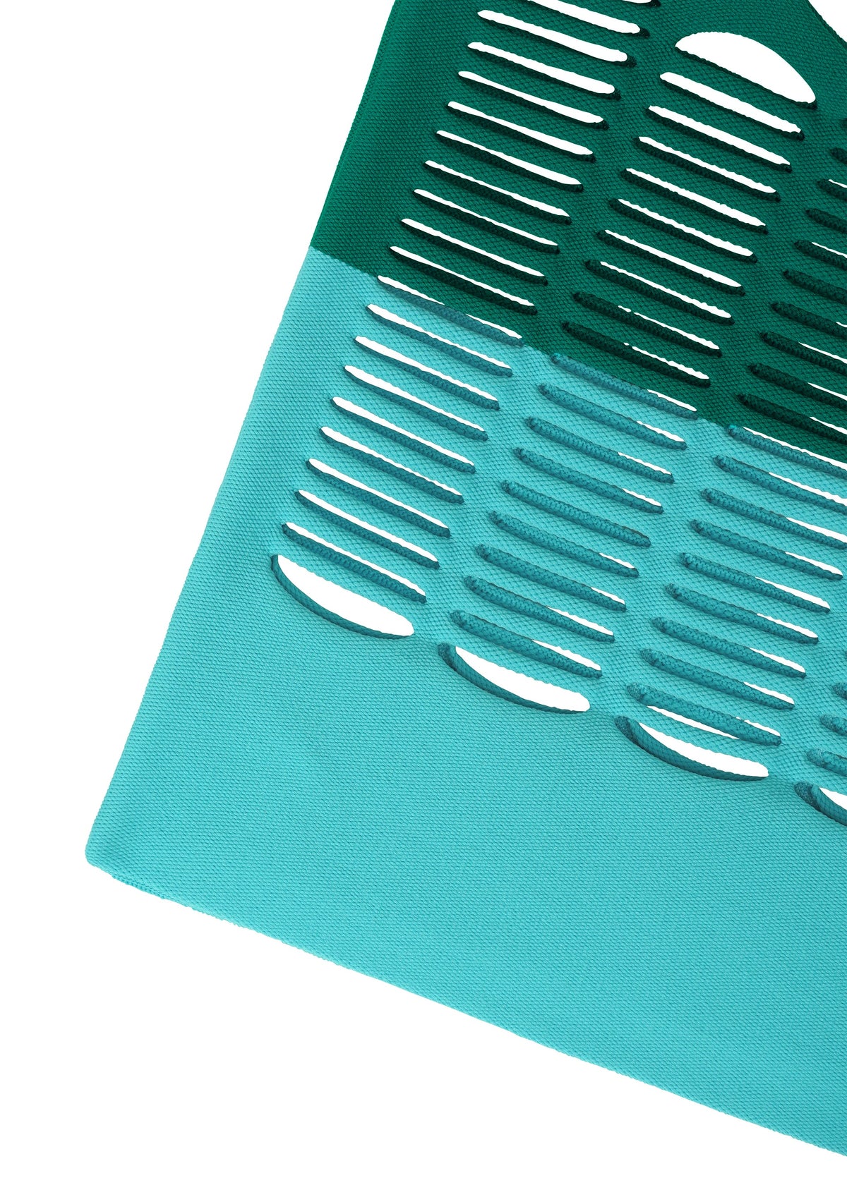 A detail shot of the GOOD GOODS ISSEY MIYAKE MOKKO BI-COLOR bag.